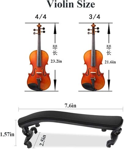 مسند كتف Leadrise Violin لمقاس 4/4-3/4، مع قدم قابلة للطي وارتفاع قابلة للتعديل وسادة إسفنجية مريحة بما في ذلك كتم تمرين وكمان روزين - أسود in Kuwait