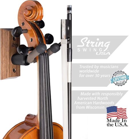 String Swing CC01V-BW Hardwood Home & Studio Wall Mount Violin Hanger - Black Walnut in Saudi Arabia