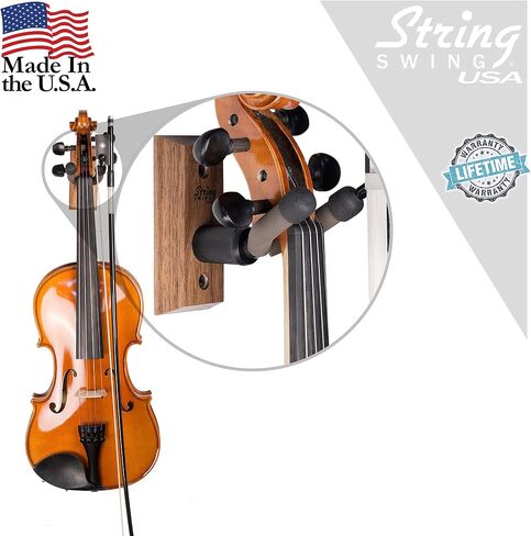 String Swing CC01V-BW Hardwood Home & Studio Wall Mount Violin Hanger - Black Walnut in Saudi Arabia