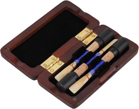 BQLZR حافظة خشبية بلون أحمر داكن من أوبو ريد مع سطح طلاء رش ناعم لـ 3 قطع من قصب أوبو in Kuwait