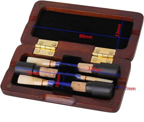 BQLZR حافظة خشبية بلون أحمر داكن من أوبو ريد مع سطح طلاء رش ناعم لـ 3 قطع من قصب أوبو in Kuwait