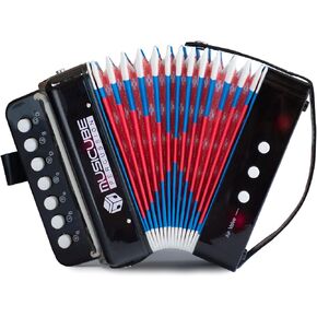 MUSICUBE Kids Accordion Instrument Toys 10 مفاتيح زر صغير الأكورديون للبنين والبنات ألعاب موسيقية تعليمية اختيار هدية عيد الميلاد (أسود) in Kuwait