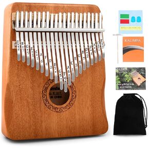Kalimba Thumb Piano,YUNDIE Portable 17 Keys Mbira Finger Piano with Tune Hammer and Study Instruction,Musical Instruments Birthday Gift for Kid Adult Beginners Professional(Brown) in Saudi Arabia