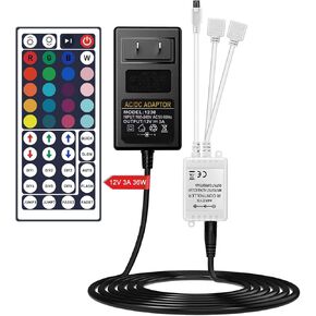 SNKIZN DC12V 44 مفتاح تحكم عن بعد بالأشعة تحت الحمراء، صندوق التحكم المعدل، محول إمداد الطاقة 3A، لـ 5050 3528 2835 RGB LED شريط إضاءة مرن in Saudi Arabia