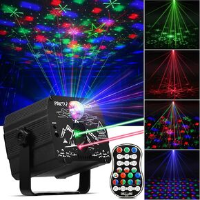 DJ Disco Stage Party Lights with Laser & Projector Ball, Portable Strobe Rave Lights with Sound Activated & Remote Control,Decoration and Gifts for Christmas Birthday Halloween Parties Indoor, Outdoor in Kuwait