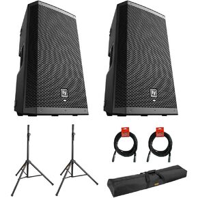 مكبر صوت Electro-Voice ZLX-12BT مقاس 12 بوصة ثنائي الاتجاه بقدرة 1000 واط يعمل بتقنية البلوتوث (زوج) مع حامل مكبر صوت فولاذي 2X، وحقيبة حامل 51 بوصة وحزمة كابل 2X XLR in Kuwait