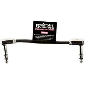 Ernie Ball Flat Ribbon Stereo Patch Cable, 3in, Black (P06407)