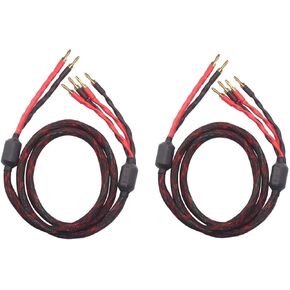 k4B-2B Bi-Wire Speaker Cable, 2.5M (8.2ft) PER Wire, 1pair Set (Total 12 Banana Plugs), Black, Male-to-Male, Outdoor, FCC Certified in Saudi Arabia