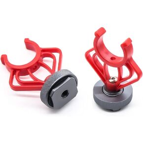2PCS On Camera Microphone Shock Mount Holder Bracket Brackets 1/4'' Screw Female Mount for RODE VideoMicro,MM1,VXR10,MCM-1,M80 Mini Cardioid Shotgun Microphone,Aluminium Base