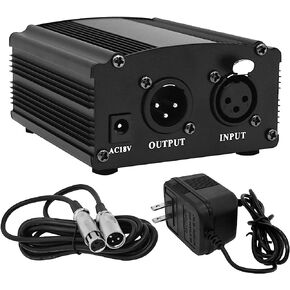 Fotoconic 1-Channel 48V Phantom Power Supply مع محول، إضافي + XLR 3 Pin كابل ميكروفون لأي معدات تسجيل موسيقى ميكروفون مكثف in Kuwait