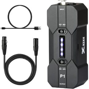 Xvive P1 Phantom Power Supply 48V/12V Switch، ما يصل إلى 40 ساعة من الاستخدام، طاقة فانتوم محمولة قابلة لإعادة الشحن للميكروفونات المكثفة/البندقية، ومضخم الميكروفون، واستوديوهات التسجيل in Kuwait