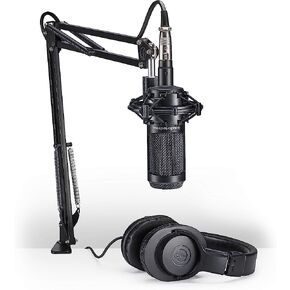 Audio-Technica AT2035 Cardioid Condenser Microphone, Perfect for Studio, Podcasting & Streaming, XLR Output, Includes Custom Shock Mount, Black