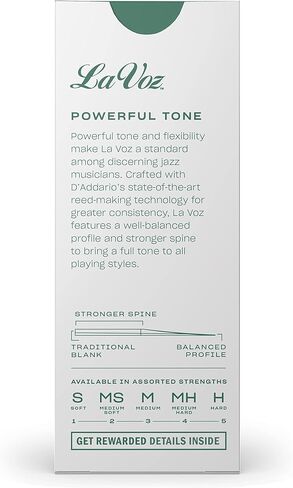 D'Addario Rico La Voz Tenor Saxophone Reeds - Tenor Sax Reeds, Strength Medium, 10-pack in Saudi Arabia