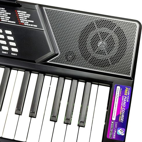 بيانو بلوحة مفاتيح RockJam مكون من 61 مفتاحًا مع مجموعة Pitch Bend وحامل لوحة المفاتيح ومقعد البيانو وسماعات الرأس وتطبيق البيانو البسيط وملصقات الكلمات الرئيسية in Kuwait