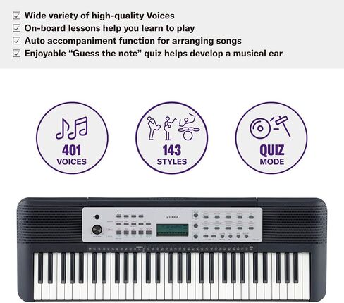 Yamaha YPT270 61-Key Portable Keyboard With Power Adapter (Amazon-Exclusive),Black in Saudi Arabia