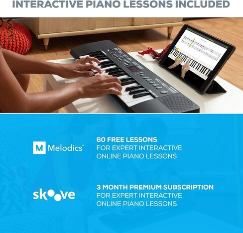 Alesis Melody 61 مفتاح بيانو للوحة المفاتيح للمبتدئين مع مكبرات الصوت، حامل، مقعد، سماعات الرأس، ميكروفون، حامل ورقة الموسيقى، 300 صوت ودرس موسيقى in Kuwait