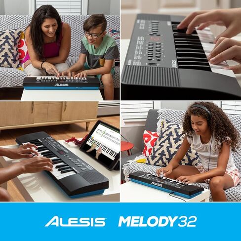 Alesis Melody 61 مفتاح بيانو للوحة المفاتيح للمبتدئين مع مكبرات الصوت، حامل، مقعد، سماعات الرأس، ميكروفون، حامل ورقة الموسيقى، 300 صوت ودرس موسيقى in Kuwait