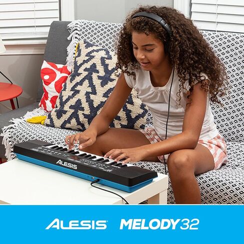 Alesis Melody 61 مفتاح بيانو للوحة المفاتيح للمبتدئين مع مكبرات الصوت، حامل، مقعد، سماعات الرأس، ميكروفون، حامل ورقة الموسيقى، 300 صوت ودرس موسيقى in Kuwait