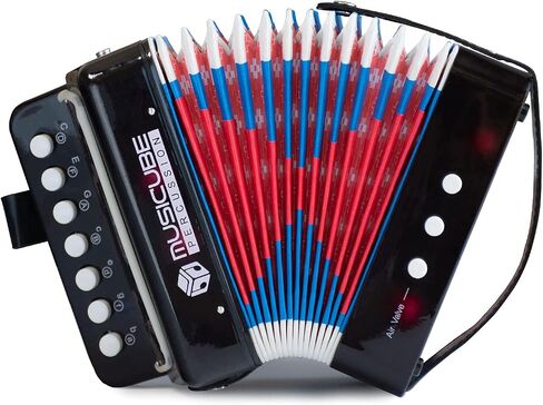 MUSICUBE Kids Accordion Instrument Toys 10 مفاتيح زر صغير الأكورديون للبنين والبنات ألعاب موسيقية تعليمية اختيار هدية عيد الميلاد (أسود) in Kuwait
