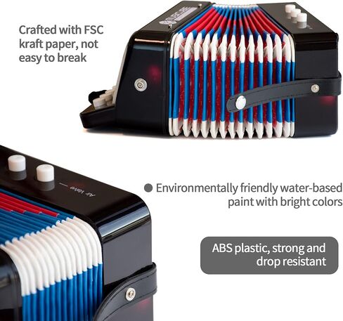 MUSICUBE Kids Accordion Instrument Toys 10 مفاتيح زر صغير الأكورديون للبنين والبنات ألعاب موسيقية تعليمية اختيار هدية عيد الميلاد (أسود) in Kuwait