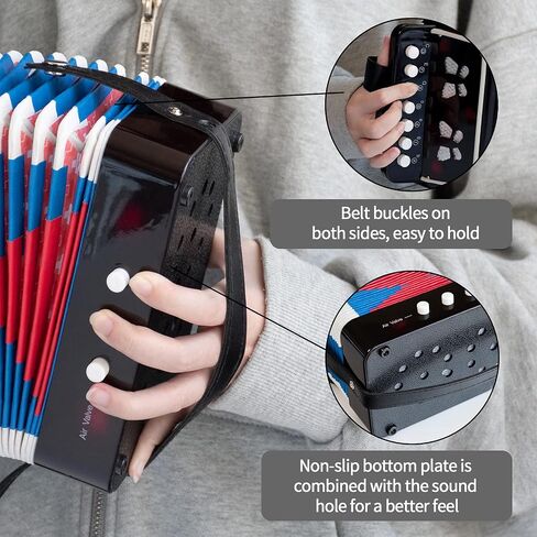 MUSICUBE Kids Accordion Instrument Toys 10 مفاتيح زر صغير الأكورديون للبنين والبنات ألعاب موسيقية تعليمية اختيار هدية عيد الميلاد (أسود) in Kuwait