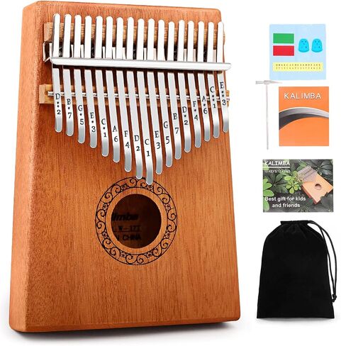 بيانو كاليمبا الإبهام، بيانو YUNDIE المحمول 17 مفتاحًا Mbira Finger Piano مع مطرقة اللحن وتعليمات الدراسة، الآلات الموسيقية هدية عيد ميلاد للأطفال البالغين المبتدئين المحترفين (بني) in Kuwait