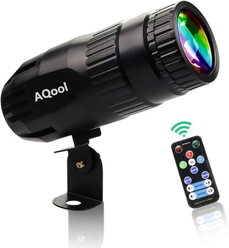 Pinspot Light، AQool Mini 15W Mirror Ball Spotlight، Super Bright RGBW LED Beam Pinspot Lights، إضاءة مسرح التحكم عن بعد لفرقة DJ Disco Dance Party Show Bar Club Wedding (أسود) in Kuwait