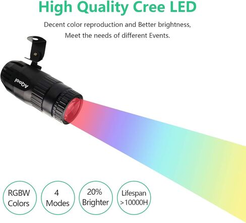 Pinspot Light، AQool Mini 15W Mirror Ball Spotlight، Super Bright RGBW LED Beam Pinspot Lights، إضاءة مسرح التحكم عن بعد لفرقة DJ Disco Dance Party Show Bar Club Wedding (أسود) in Kuwait