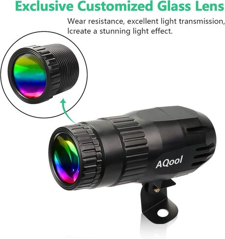 Pinspot Light، AQool Mini 15W Mirror Ball Spotlight، Super Bright RGBW LED Beam Pinspot Lights، إضاءة مسرح التحكم عن بعد لفرقة DJ Disco Dance Party Show Bar Club Wedding (أسود) in Kuwait