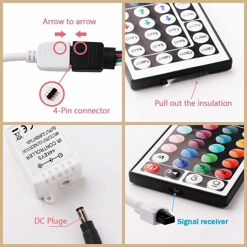 SNKIZN DC12V 44 مفتاح تحكم عن بعد بالأشعة تحت الحمراء، صندوق التحكم المعدل، محول إمداد الطاقة 3A، لـ 5050 3528 2835 RGB LED شريط إضاءة مرن in Saudi Arabia