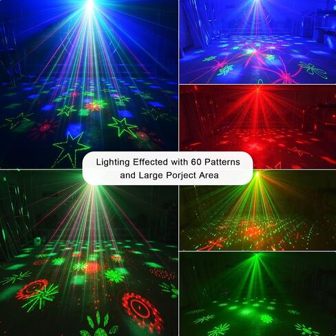 DJ Disco Stage Party Lights with Laser & Projector Ball, Portable Strobe Rave Lights with Sound Activated & Remote Control,Decoration and Gifts for Christmas Birthday Halloween Parties Indoor, Outdoor in Kuwait