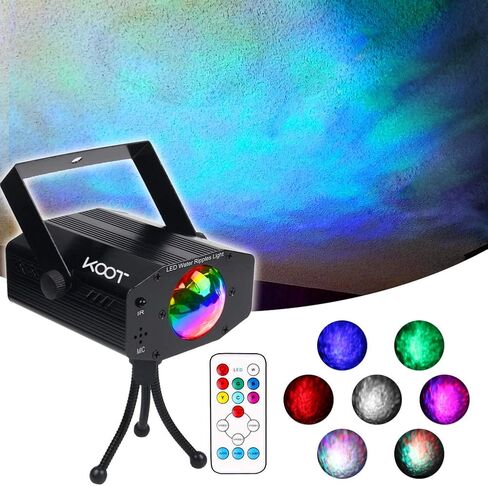 7 RGBW Color Water Effect Lights,KOOT Water Wave Lights Projector Stage Party Lights, Water Effect Strobe Ripples Lighting with Remote for Christmas Wedding Home Karaoke Disco Halloween Kids Room in Saudi Arabia