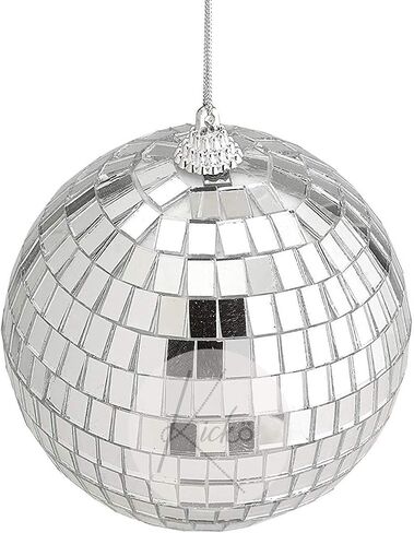 Kicko Mirror Disco Balls - 4 Inch Silver Hanging Ornaments - for Home Decorations, Stage Props, Game Accessories, School Festivals, Party Favors and Supplies (1 Pack) in Saudi Arabia