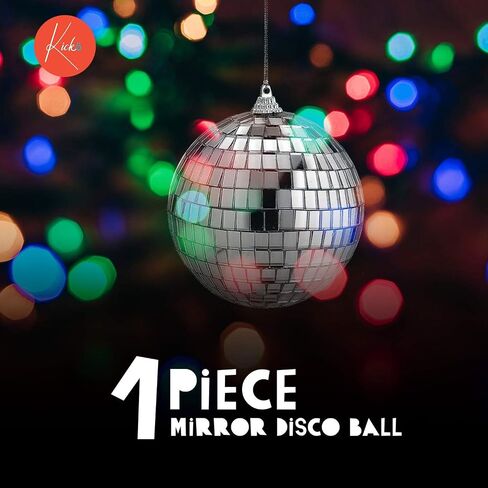 Kicko Mirror Disco Balls - 4 Inch Silver Hanging Ornaments - for Home Decorations, Stage Props, Game Accessories, School Festivals, Party Favors and Supplies (1 Pack) in Saudi Arabia