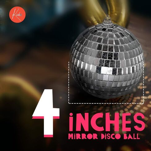 Kicko Mirror Disco Balls - 4 Inch Silver Hanging Ornaments - for Home Decorations, Stage Props, Game Accessories, School Festivals, Party Favors and Supplies (1 Pack) in Saudi Arabia