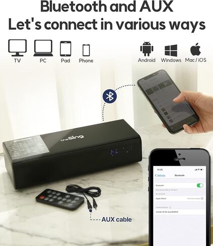 M200 - ميكروفون بلوتوث مع مكبر صوت - آلة كاريوكي مع ميكروفون بلوتوث - مكبر صوت كاريوكي للبالغين - نظام PA لاسلكي محمول - مجموعة نظام كاريوكي للحفلات (M200) (مجموعة M200) (M200) in Kuwait