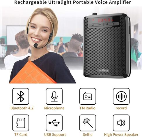 Voice Amplifier, Portable Microphone Speaker, Teacher Classroom Microphone, Bluetooth Headset Microphone Amplifier for Meeting Tour Guides in Kuwait