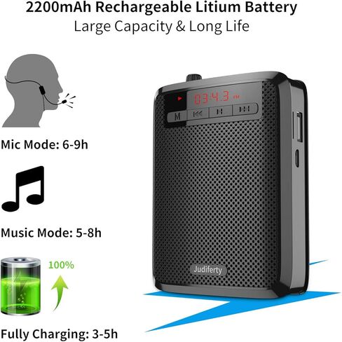 Voice Amplifier, Portable Microphone Speaker, Teacher Classroom Microphone, Bluetooth Headset Microphone Amplifier for Meeting Tour Guides in Kuwait