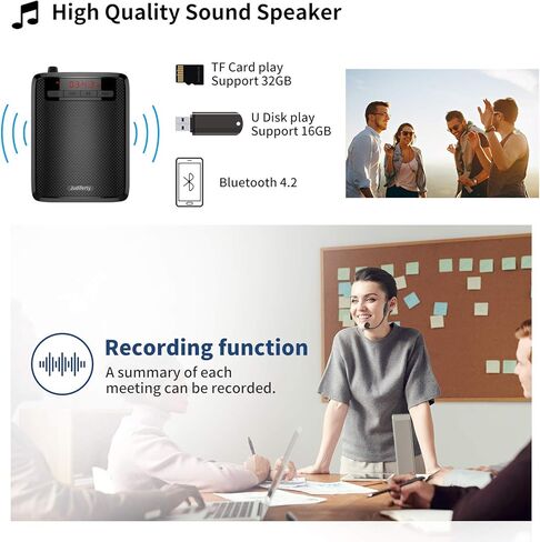 Voice Amplifier, Portable Microphone Speaker, Teacher Classroom Microphone, Bluetooth Headset Microphone Amplifier for Meeting Tour Guides in Kuwait