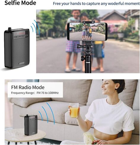 Voice Amplifier, Portable Microphone Speaker, Teacher Classroom Microphone, Bluetooth Headset Microphone Amplifier for Meeting Tour Guides in Kuwait