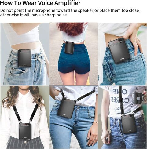 Voice Amplifier, Portable Microphone Speaker, Teacher Classroom Microphone, Bluetooth Headset Microphone Amplifier for Meeting Tour Guides in Kuwait