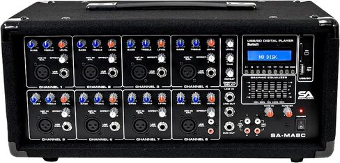 Seismic Audio - SA-MA8C - 8 Channel 400 Watt Powered PA Head Mixer with Bluetooth and Effects in Saudi Arabia