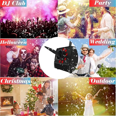 الة ثلج مع اضواء 900 واط من ايمون، الة ندفة الثلج المزيفة للاماكن الداخلية 9 مصابيح LED 15 تاثير اضاءة مع جهاز تحكم لاسلكي عن بعد، ماكينة صنع ثلج محمولة للحفلات والمسرح in Kuwait