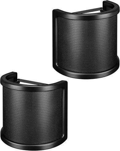 Pop Filter, Aokeo Mic Pop Screen with Metal Mesh, Compact Microphone Pop Shield Windscreen for Recording Studio, Youtube Videos, Streaming, Podcast (2 Pack) in Saudi Arabia