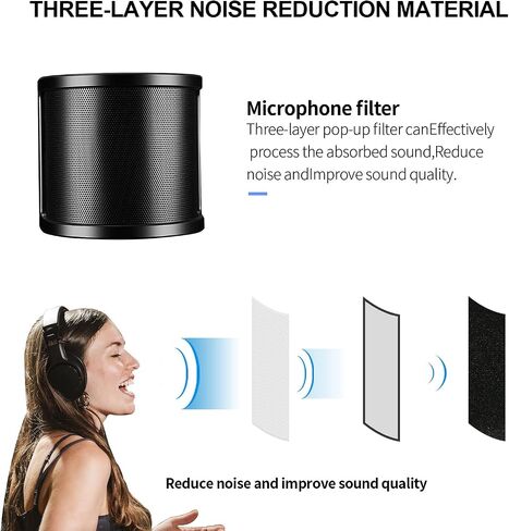 Pop Filter, Aokeo Mic Pop Screen with Metal Mesh, Compact Microphone Pop Shield Windscreen for Recording Studio, Youtube Videos, Streaming, Podcast (2 Pack) in Saudi Arabia