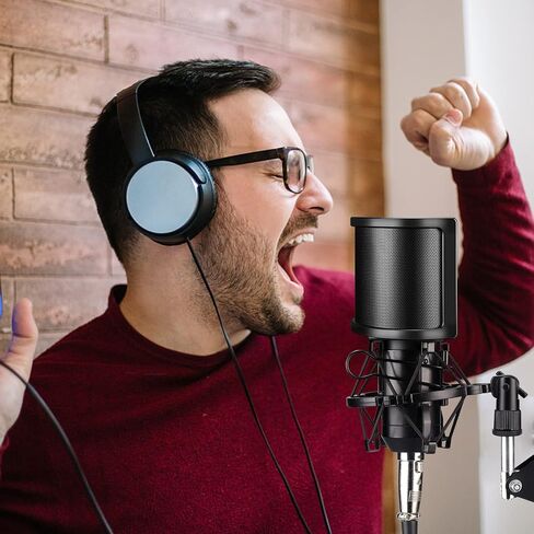 Pop Filter, Aokeo Mic Pop Screen with Metal Mesh, Compact Microphone Pop Shield Windscreen for Recording Studio, Youtube Videos, Streaming, Podcast (2 Pack) in Saudi Arabia