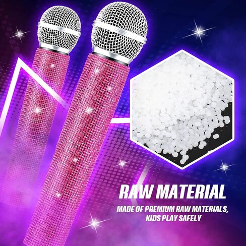 Sanwuta Fake Microphone Prop Sparkly Bling Rhinestones Microphone Prop Plastic Play Microphone Pretend Glitter Bedazzled Microphones for Disco Stage Living Broadcast Live Streaming Party(AB Color) in Saudi Arabia