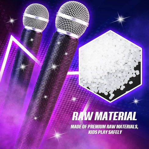 Sanwuta Fake Microphone Prop Sparkly Bling Rhinestones Microphone Prop Plastic Play Microphone Pretend Glitter Bedazzled Microphones for Disco Stage Living Broadcast Live Streaming Party(AB Color) in Saudi Arabia