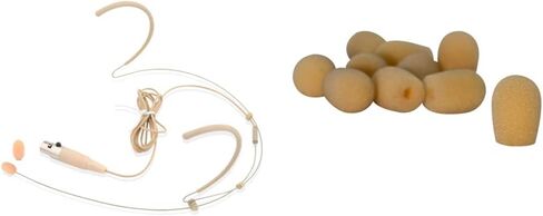 PYLE-PRO Double Over Ear Microphone Headset - fessional Hands Free Omnidirectional Wired Audio Boom Condenser Microphone Headset w/ 4 Pin Mini XLR, 1.2m Cable, and Windscreen - Pyle PMHMS20 (Beige) in Saudi Arabia