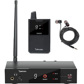 UHF Wireless in-Ear Monitor System with Earphone,180Ft, Rack Mount, Professional IEM Stereo System Transmitter and Beltpack for Studio, Guitar, Band Rehearsal, Live Performance (1 Bodypack)